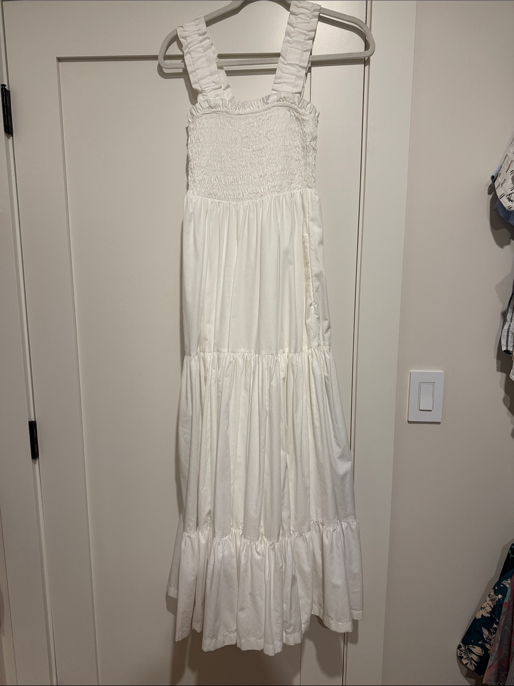 Abercrombie White Smocked Tiered Maxi Dress